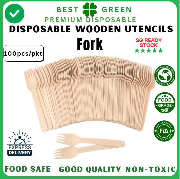 Disposable Wooden Fork [160mm] | 1 Ctn
