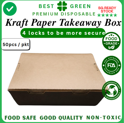 Disposable Kraft Paper Takeaway Box [500ml] | 1 Ctn