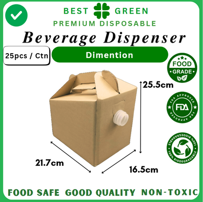 [3L] Disposable Beverage Dispenser W |Thermal Bag | Card box Container | Cap | 1 Ctn