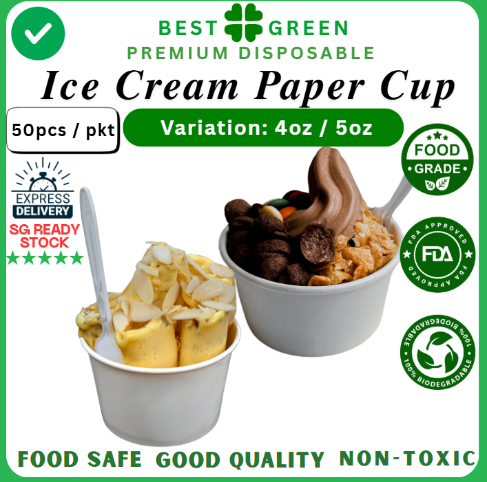 Disposable [Clear Lid] Ice Cream Cup [4oz & 5oz] | 1 Ctn