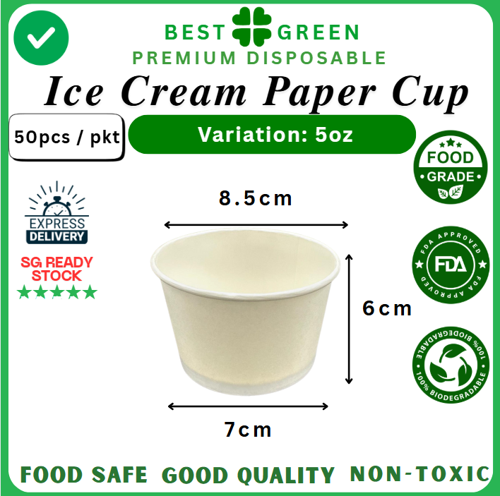 5oz Ice Cream Paper Cup - Food Grade Disposable | Best Green ...