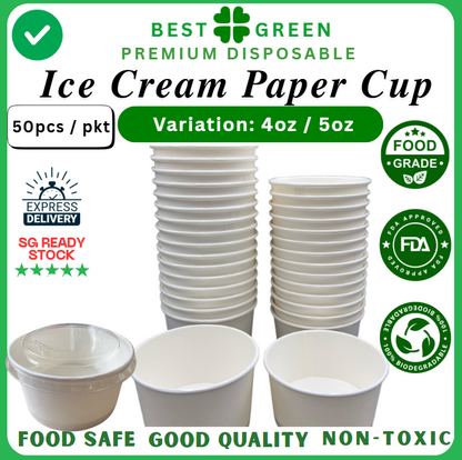 Disposable [4oz] Ice Cream Paper Cup | 1 Ctn
