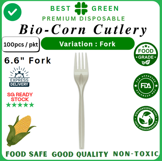 Biodegradable Bio-Corn Cutlery [6.6" Fork] | 1 Ctn