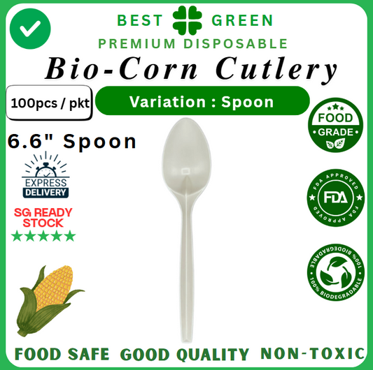 Biodegradable Bio-Corn Cutlery [6.6" Spoon] | 1 Ctn