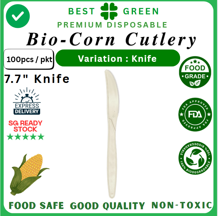 Biodegradable Bio-Corn Cutlery [7.7" Knife] | 1 Ctn