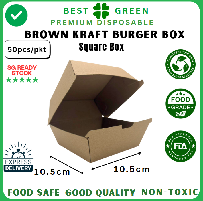 Disposable Burger Box [10.5 x 10.5cm] | 1 Ctn