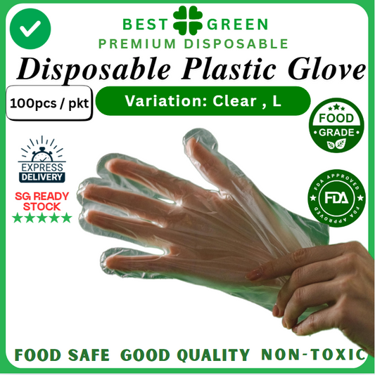 Disposable Clear Plastic Glove [Large] | 1 Ctn