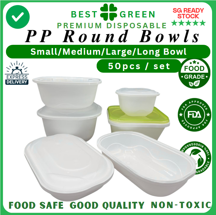 Disposable Round Plastic Container with Lid [Large] | 1 Ctn