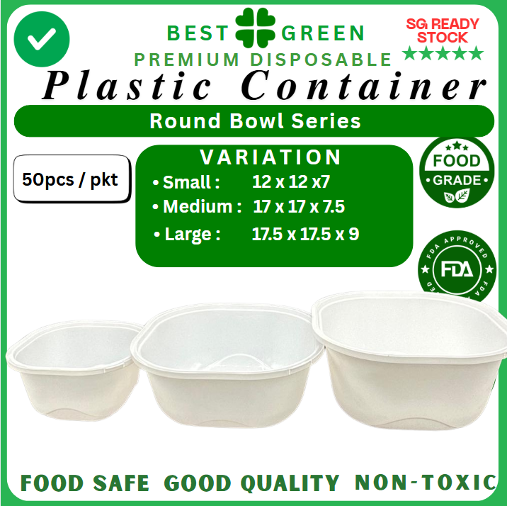 Disposable Round Plastic Container with Lid [Small] | 1 Ctn