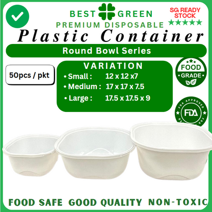 Disposable Round Plastic Container with Lid [Small] | 1 Ctn