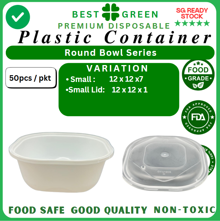 Disposable Round Plastic Container with Lid [Small] | 1 Ctn