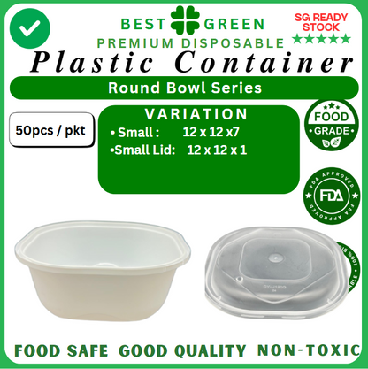 Disposable Round Plastic Container with Lid [Small] | 1 Ctn