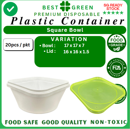 Disposable Square Plastic Container With Lid | 1 Ctn [180set each]