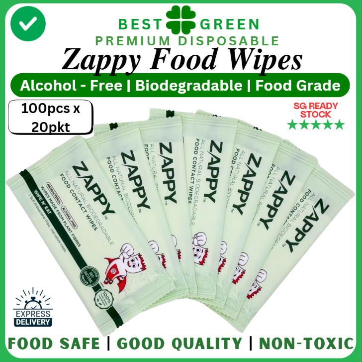 Zappy All Natural Biodegradable Food Contact Wipes | [1 Ctn]
