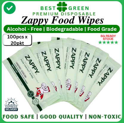 Zappy All Natural Biodegradable Food Contact Wipes | [1 Ctn]
