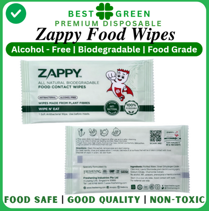 Zappy All Natural Biodegradable Food Contact Wipes | [1 Ctn]
