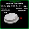 Plastic Injection Cups PP (White Lid + Stopper)* [500ml & 700ml] | 1 Ctn
