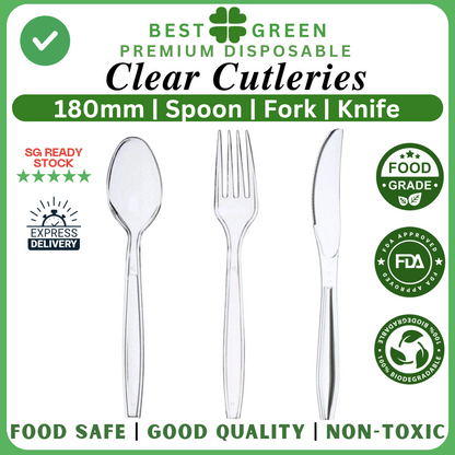 Disposable [180mm] Clear Fork | 1 Ctn