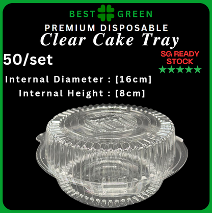 ✅SG READY STOCK [50pcs/pkt] Round Clamshell Cake Container /TP - 1L / Round Cake Container with Lid