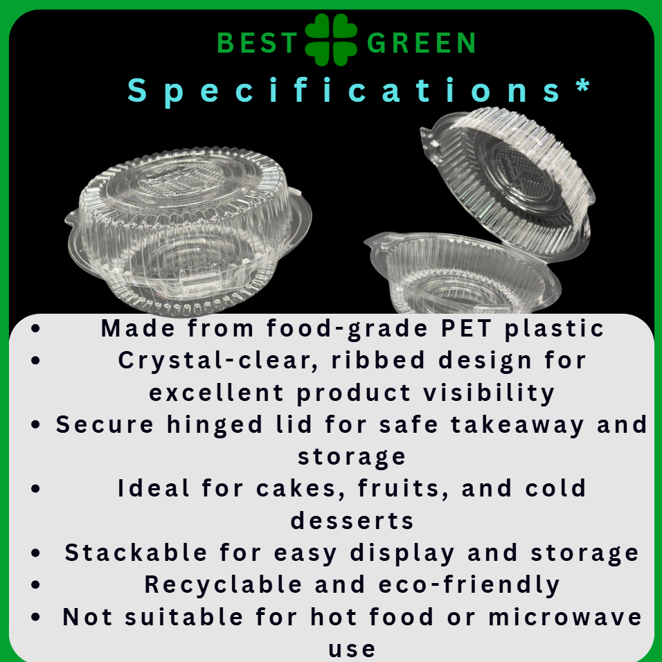 ✅SG READY STOCK [50pcs/pkt] Round Clamshell Cake Container /TP - 1L / Round Cake Container with Lid