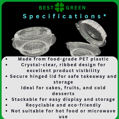 ✅SG READY STOCK [50pcs/pkt] Round Clamshell Cake Container /TP - 1L / Round Cake Container with Lid