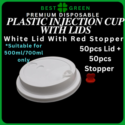 ✅SG READY STOCK [500ml/700ml/1000ml] Plastic Disposable PP Injection Cups Clear / White With Lids & Stopper