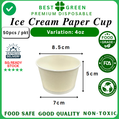 Disposable [4oz] Ice Cream Paper Cup | 1 Ctn