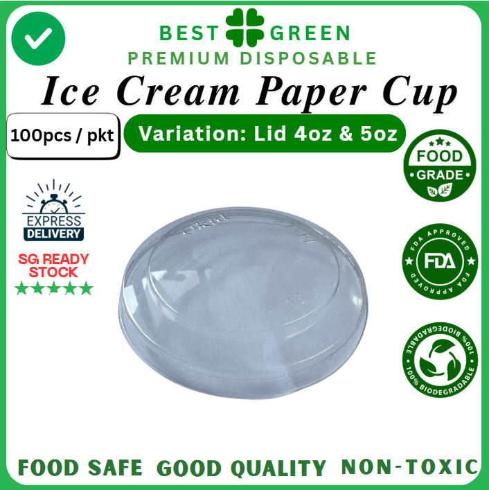 Disposable [Clear Lid] Ice Cream Cup [4oz & 5oz] | 1 Ctn