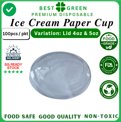 Disposable [Clear Lid] Ice Cream Cup [4oz & 5oz] | 1 Ctn