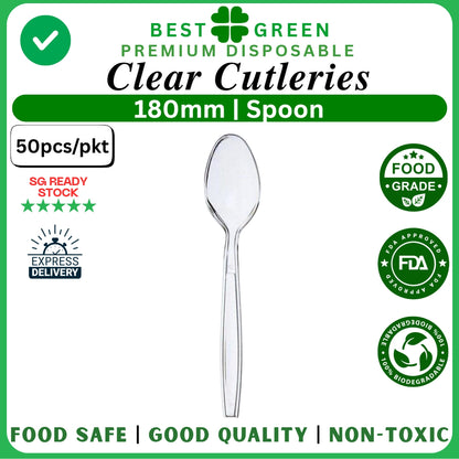 Disposable [180mm] Clear Spoon | 1 Ctn