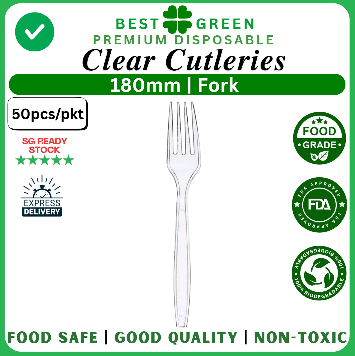 Disposable [180mm] Clear Fork | 1 Ctn