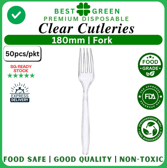 Disposable [180mm] Clear Fork | 1 Ctn